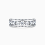 ROUND CUT MOISSANITE DIAMOND TRIPLE ROWS WEDDING BAND Mapple Gems